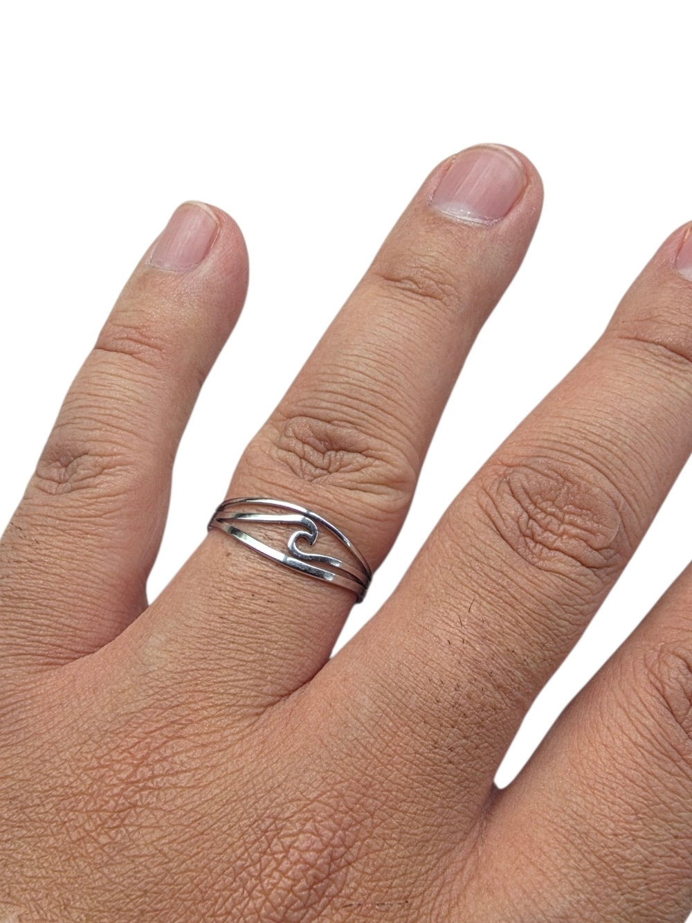 New Stainless Steel Wave Open Band Ring - size 11 - Picture 2 of 2
